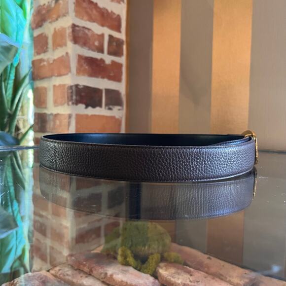 HERMES Phillipine Black/Brown Leather Reversible Belt SZ 85 main image 5